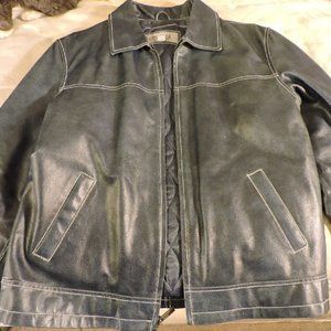 Wilson's blue leather coat jacket men's sz M medium metallic Wilson